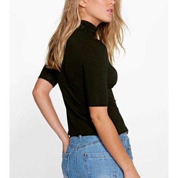 NWT!! Boohoo Gray Lara Cropped Sleeve Turtleneck sz 8 - Picture 6 of 8